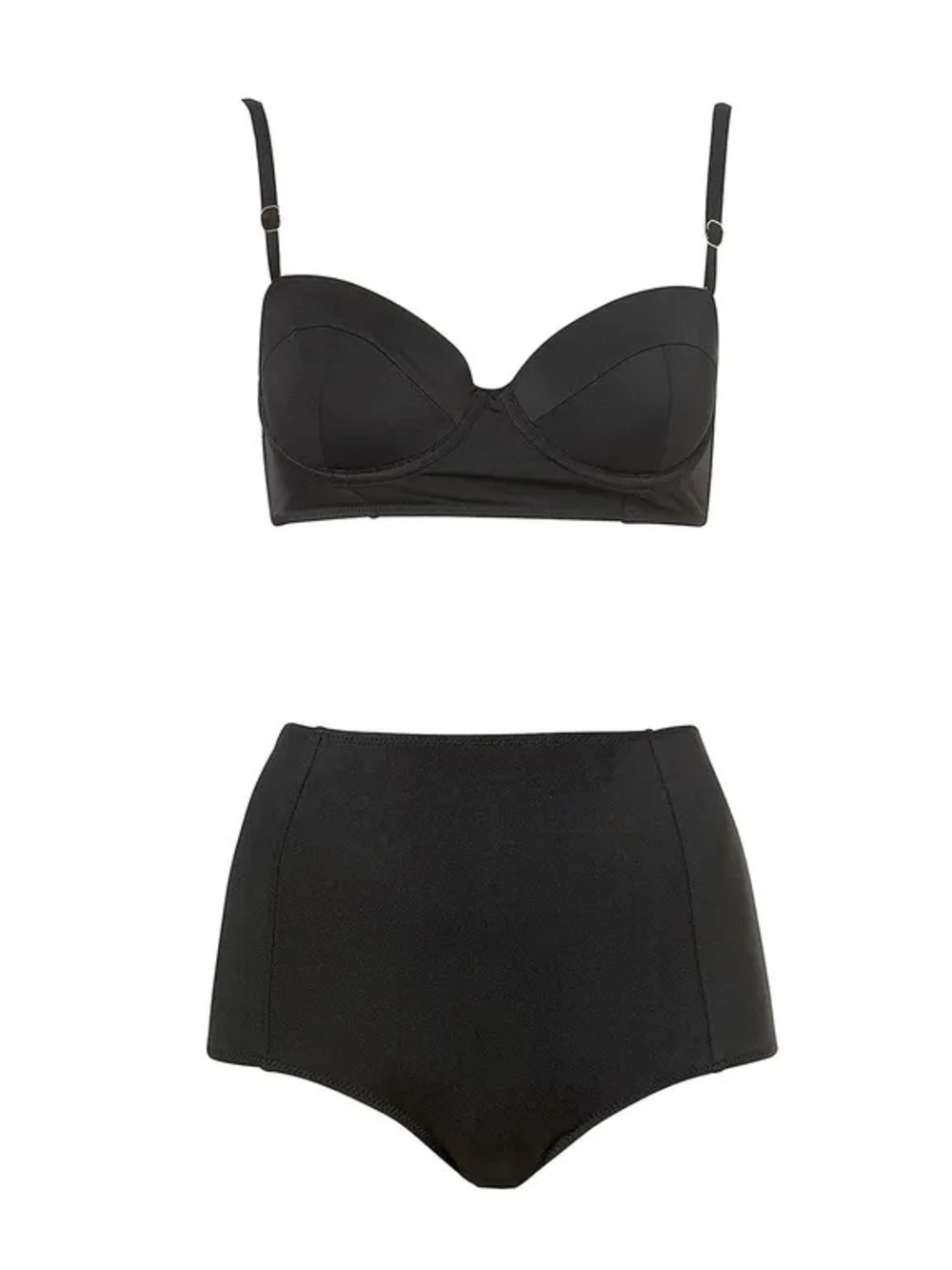 Topshop Black High-Waist Bra Bikini Set with Underwire